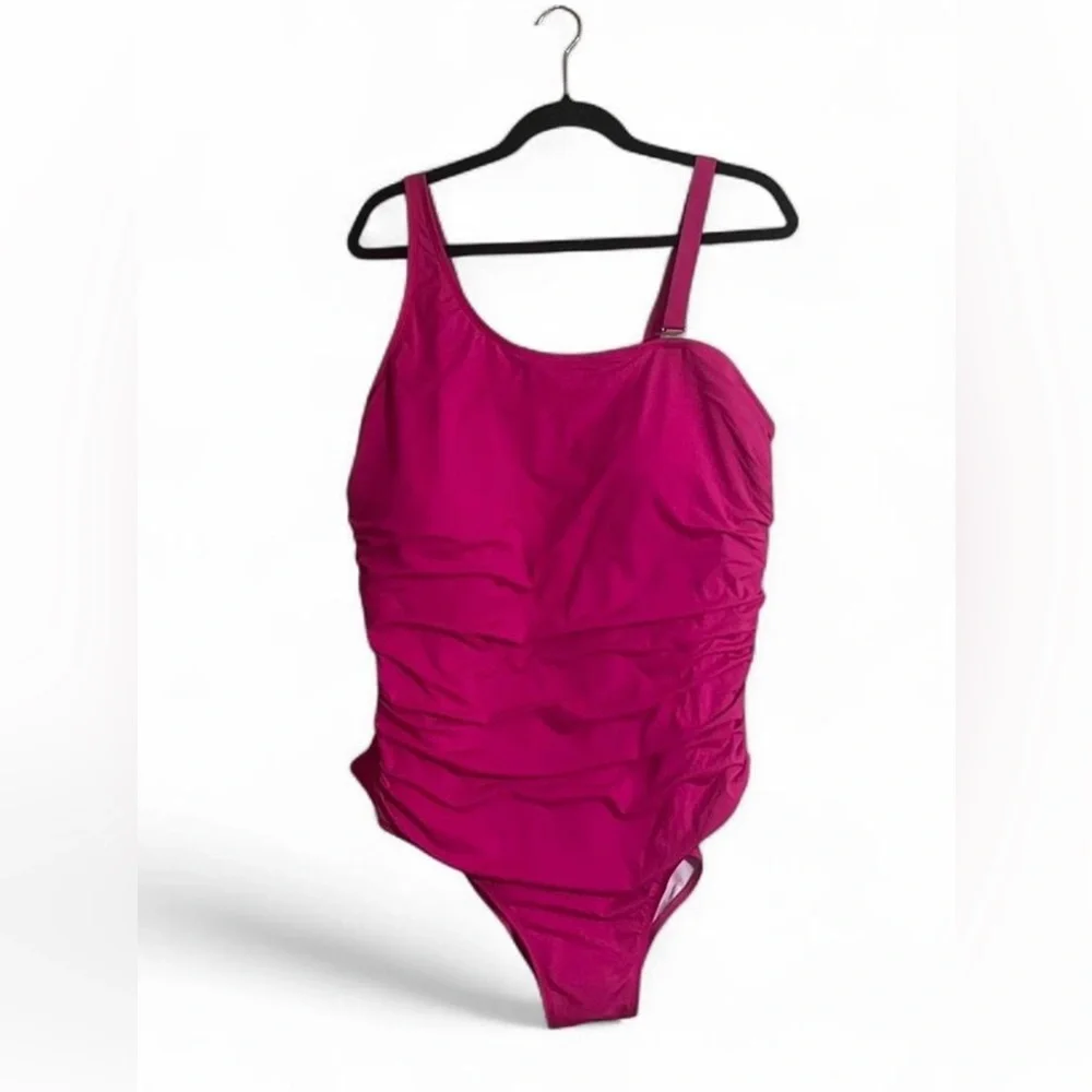 Aqua Eve Swimsuit Sz 22W Adjustable/Removable Strap Ruching Tommy Control - Picture 6 of 8